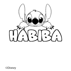 Coloración del nombre HABIBA - decorado Stitch