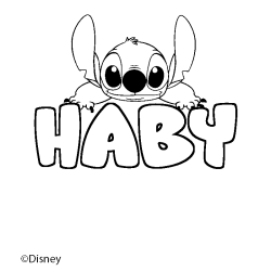 Coloración del nombre HABY - decorado Stitch