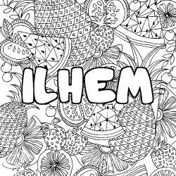 Coloración del nombre ILHEM - decorado mandala de frutas