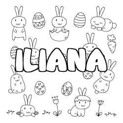 Coloración del nombre ILIANA - decorado Pascua