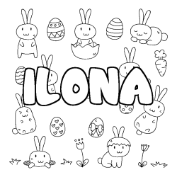 Coloración del nombre ILONA - decorado Pascua