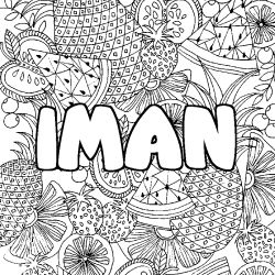 Coloración del nombre IMAN - decorado mandala de frutas