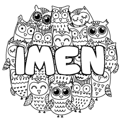 Coloración del nombre IMEN - decorado búhos