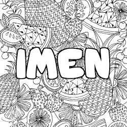 Coloración del nombre IMEN - decorado mandala de frutas
