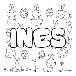 Coloración del nombre INES - decorado Pascua