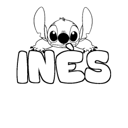 Coloración del nombre INÈS - decorado Stitch