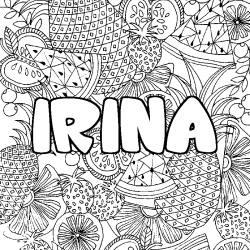 Coloración del nombre IRINA - decorado mandala de frutas