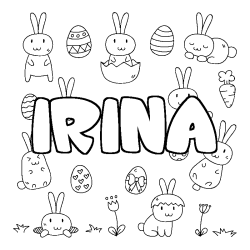 Coloración del nombre IRINA - decorado Pascua