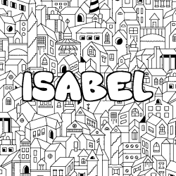 Coloración del nombre ISABEL - decorado ciudad