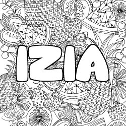 Coloración del nombre IZIA - decorado mandala de frutas