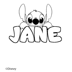 Coloración del nombre JANE - decorado Stitch