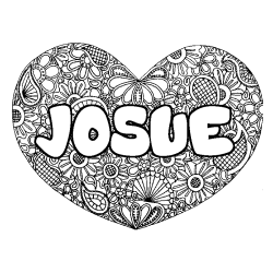 Coloración del nombre JOSUE - decorado mandala de corazón