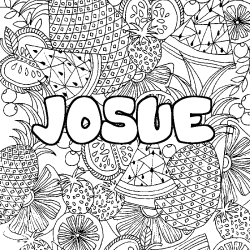 Coloración del nombre JOSUE - decorado mandala de frutas