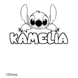 Coloración del nombre KAMELIA - decorado Stitch