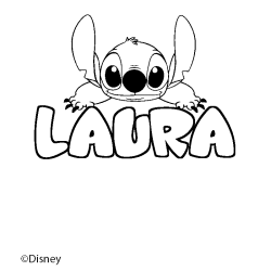 Coloración del nombre LAURA - decorado Stitch