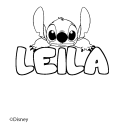 Coloración del nombre LEILA - decorado Stitch