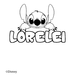 Coloración del nombre LORELEI - decorado Stitch