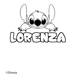 Coloración del nombre LORENZA - decorado Stitch