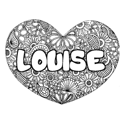 Coloración del nombre LOUISE - decorado mandala de corazón
