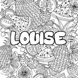 Coloración del nombre LOUISE - decorado mandala de frutas