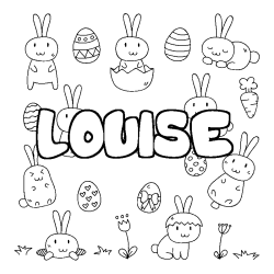 Coloración del nombre LOUISE - decorado Pascua