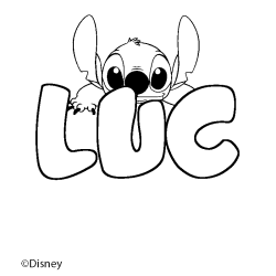 Coloración del nombre LUC - decorado Stitch