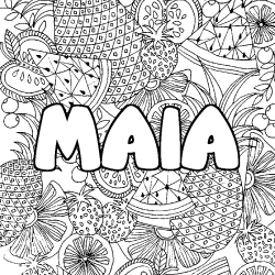 Coloración del nombre MAIA - decorado mandala de frutas