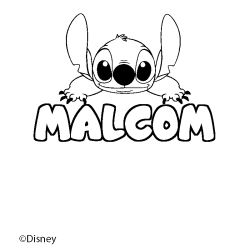 Coloración del nombre MALCOM - decorado Stitch