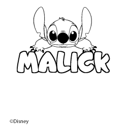Coloración del nombre MALICK - decorado Stitch