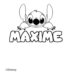 Coloración del nombre MAXIME - decorado Stitch