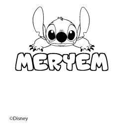 Coloración del nombre MERYEM - decorado Stitch