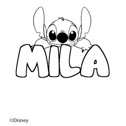 Coloración del nombre MILA - decorado Stitch