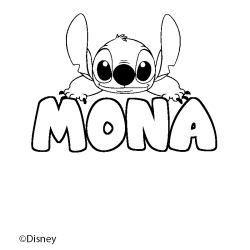 Coloración del nombre MONA - decorado Stitch