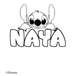 Coloración del nombre NAYA - decorado Stitch