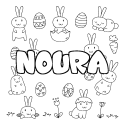 Coloración del nombre NOURA - decorado Pascua