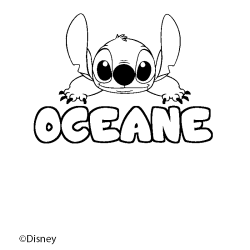 Coloración del nombre OCEANE - decorado Stitch