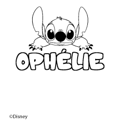 Coloración del nombre OPHÉLIE - decorado Stitch