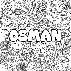 Coloración del nombre OSMAN - decorado mandala de frutas