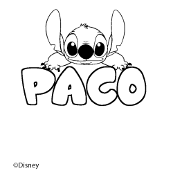 Coloración del nombre PACO - decorado Stitch