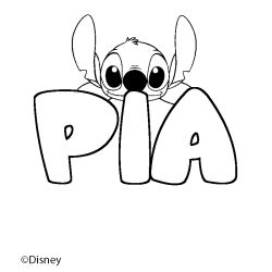 Coloración del nombre PIA - decorado Stitch