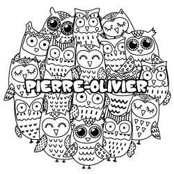 Coloración del nombre PIERRE-OLIVIER - decorado búhos