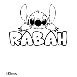 Coloración del nombre RABAH - decorado Stitch