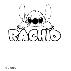Coloración del nombre RACHID - decorado Stitch
