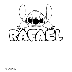 Coloración del nombre RAFAEL - decorado Stitch