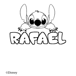 Coloración del nombre RAFAËL - decorado Stitch