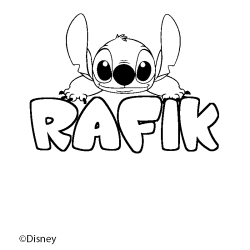 Coloración del nombre RAFIK - decorado Stitch