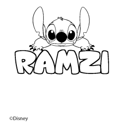 Coloración del nombre RAMZI - decorado Stitch
