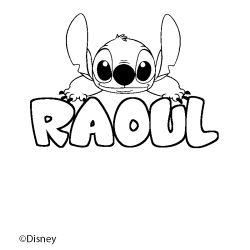 Coloración del nombre RAOUL - decorado Stitch