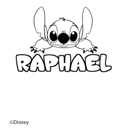 Coloración del nombre RAPHAEL - decorado Stitch
