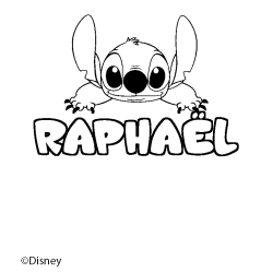 Coloración del nombre RAPHAËL - decorado Stitch